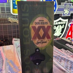 Dos Equis Wall-Mounted Bottle Opener man cave hand crafted 12”x5.5”